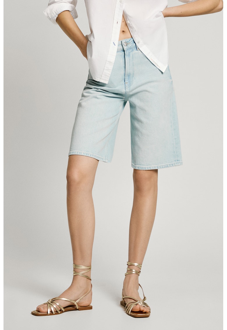 Bermude de denim cu talie medie