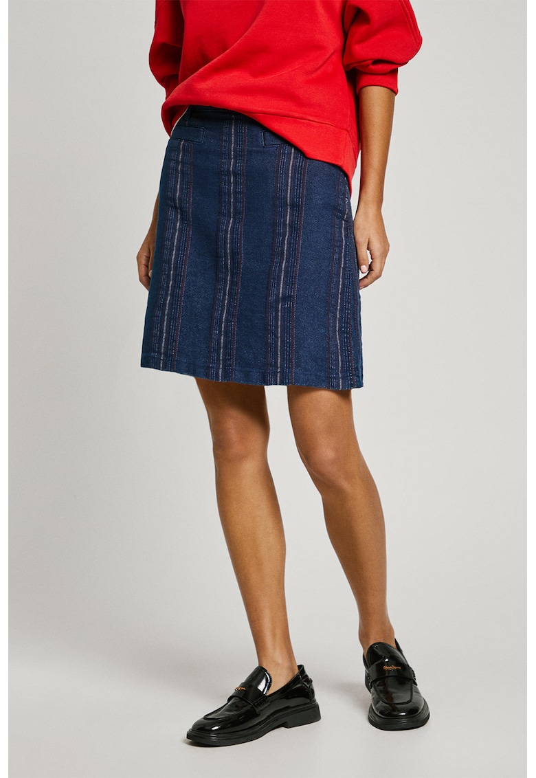 Fusta din denim cu buzunare aplicate