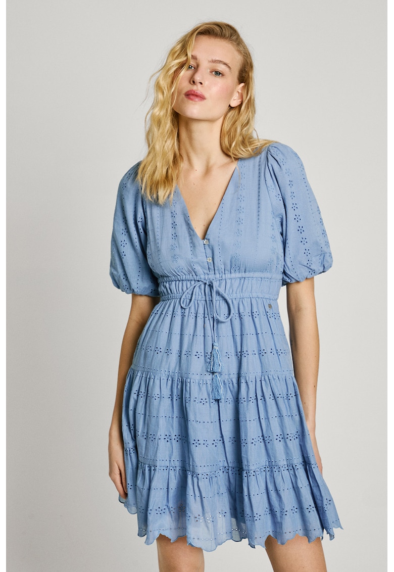 Rochie cu decolteu in V si maneci bufante