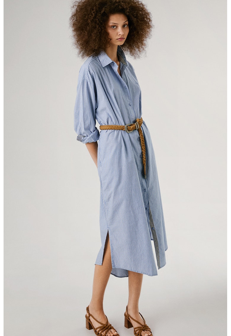 Rochie-camasa midi cu dungi Rochie-camasa midi cu dungi