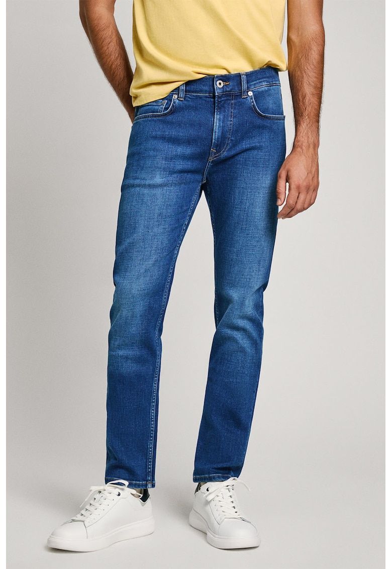 Blugi slim fit cu talie medie - Albastru royal