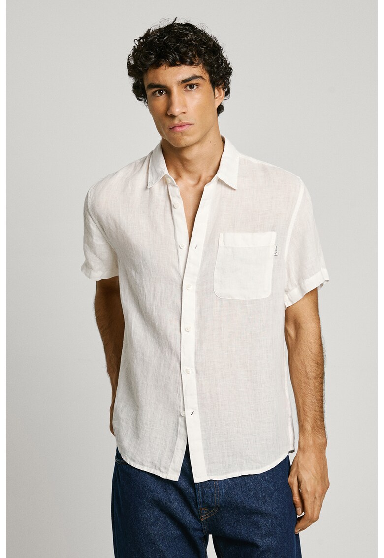 Camasa uni cu maneci scurte - Alb fildes