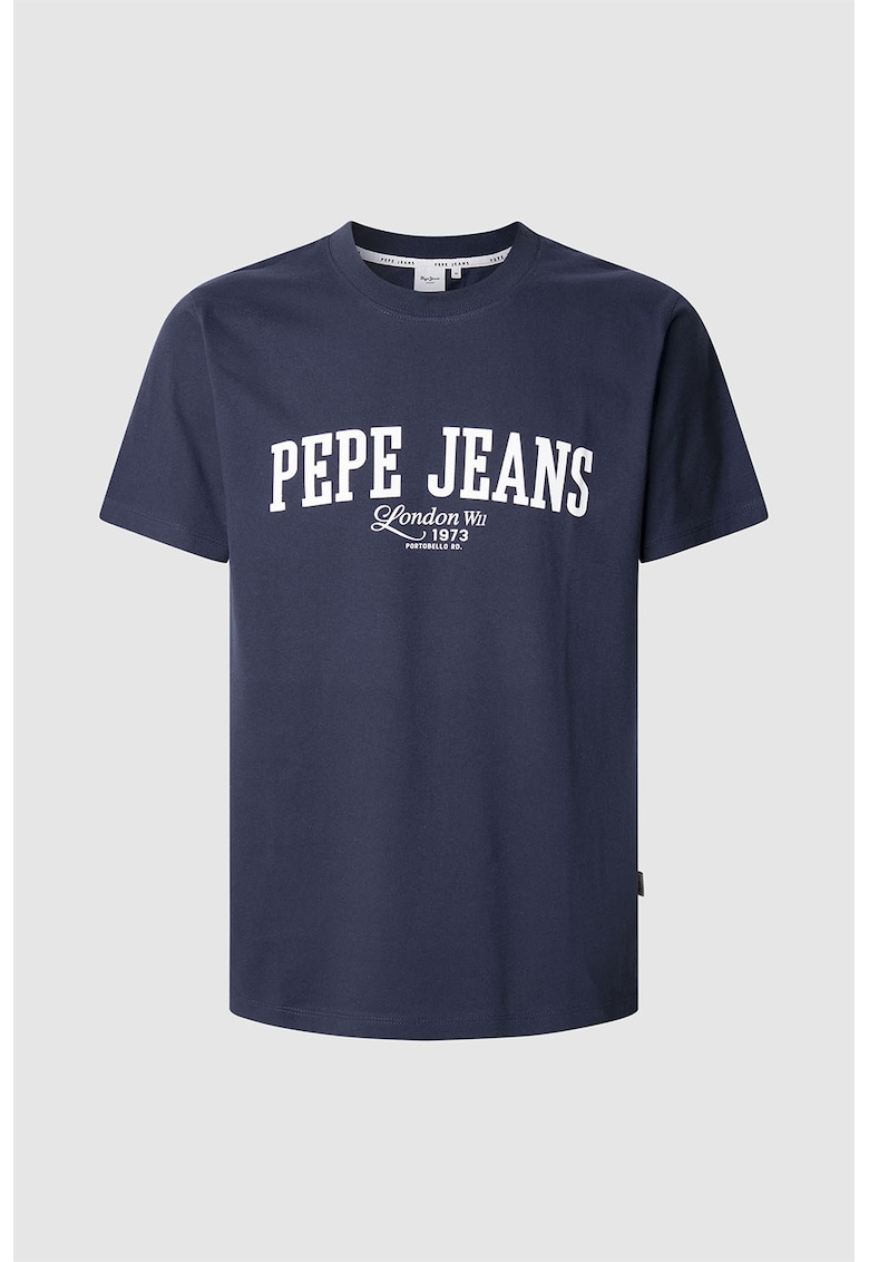 Tricou cu imrpimeu logo - Alb/Albastru ultramarin