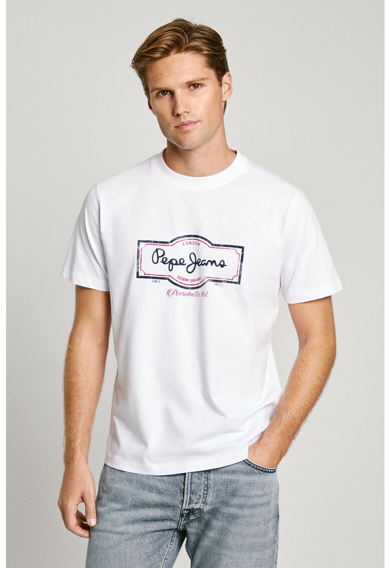 Tricou cu imrpimeu logo - Rosu/Alb optic/Bleumarin