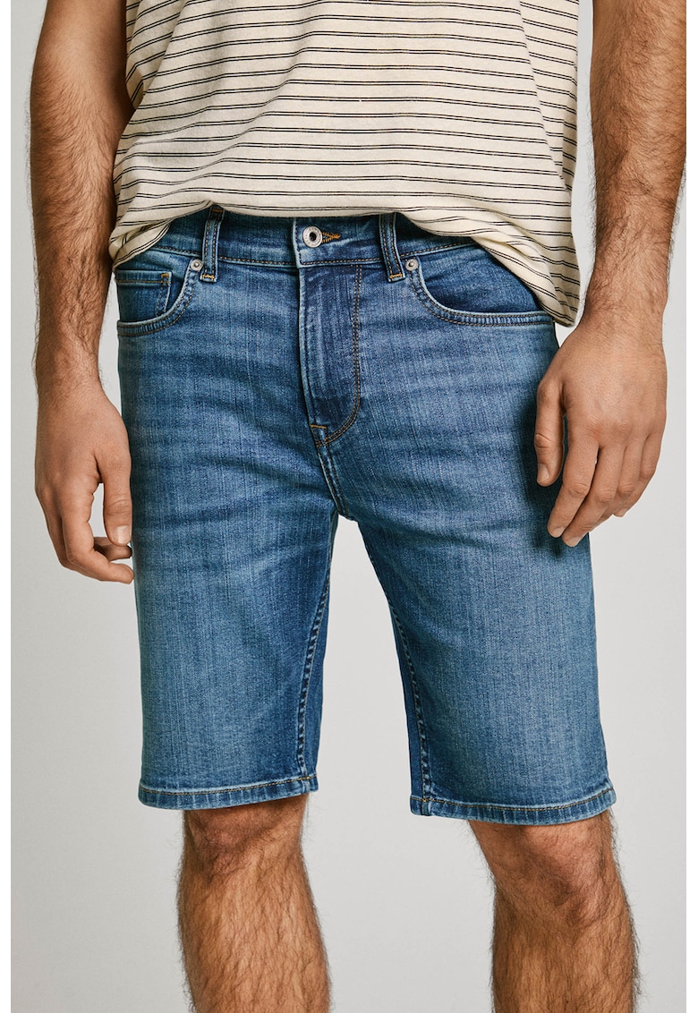 Bermude uni din denim