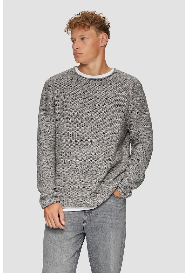 Pulover tricotat de bumbac cu detaliu stratificat