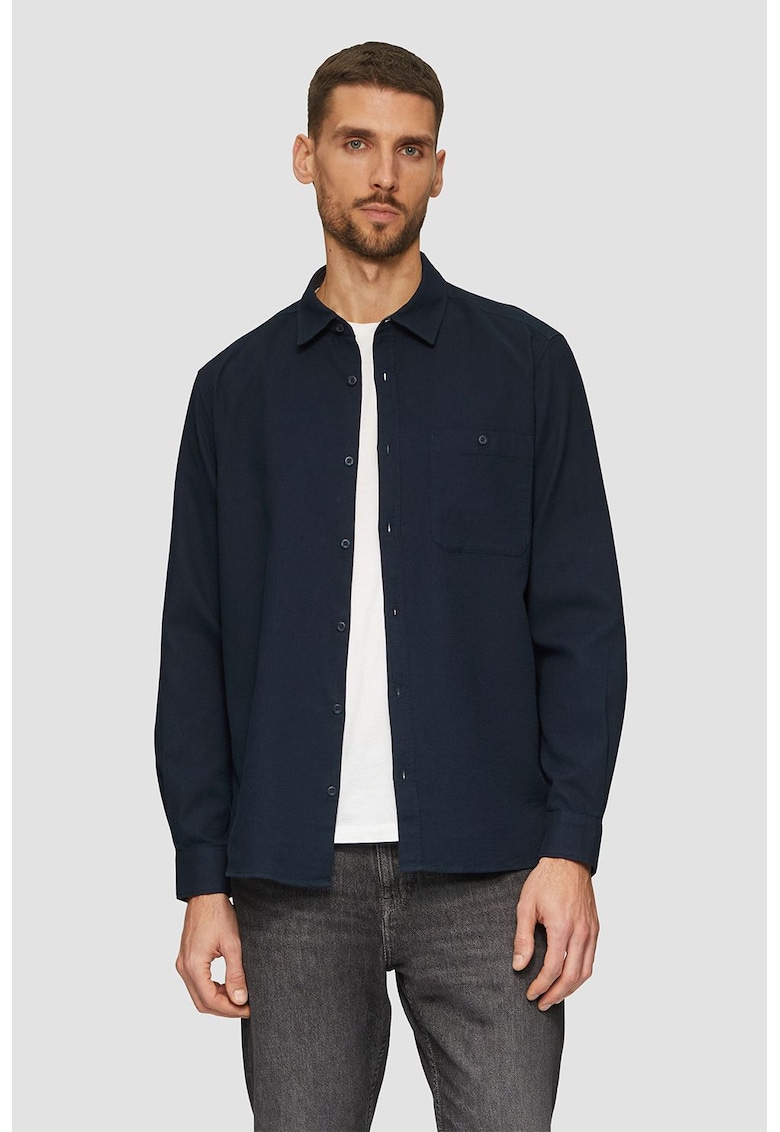 Camasa de bumbac cu guler ascutit - Bleumarin