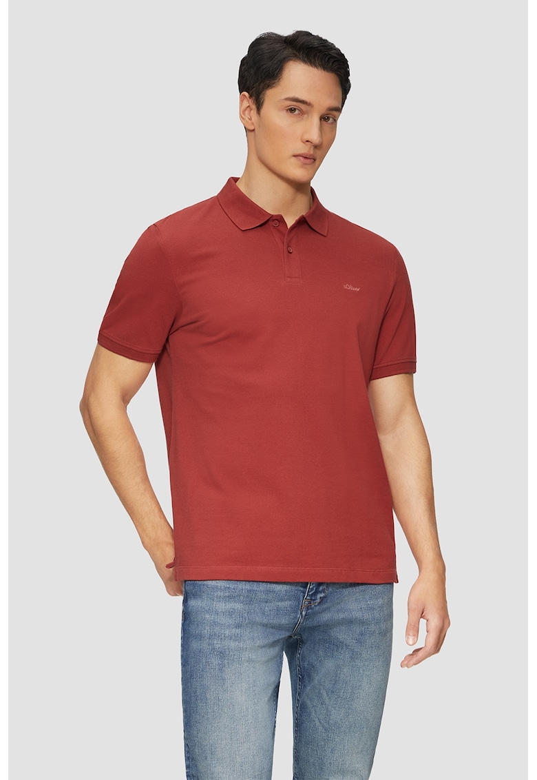 Tricou polo din bumbac pique - Rosu inchis