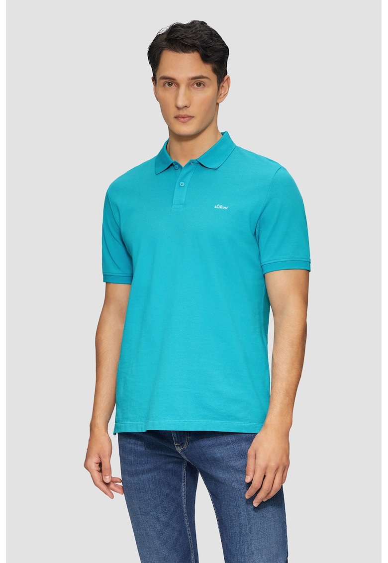 Tricou polo din bumbac pique - Albastru lavanda