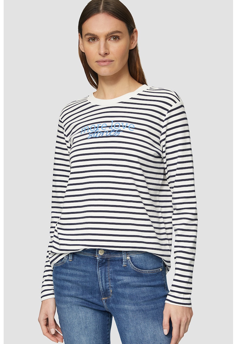 Bluza relaxed fit de bumbac - Alb/Bleumarin