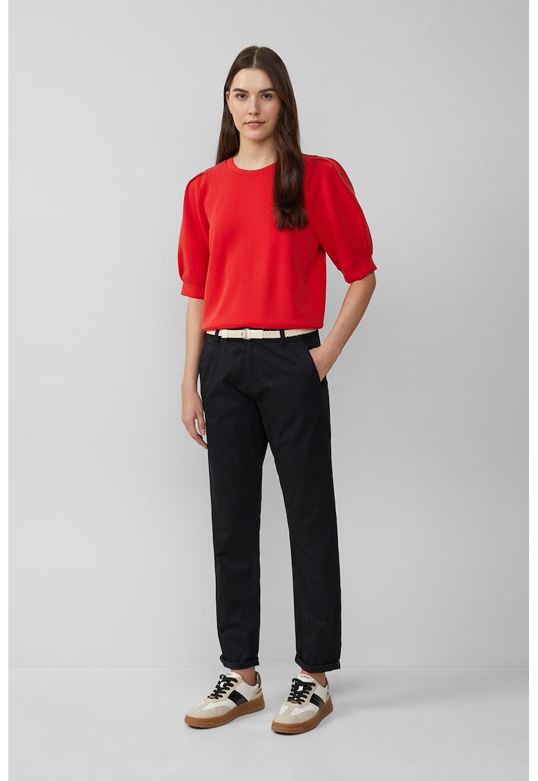 Pantaloni chino crop cu o curea - Negru