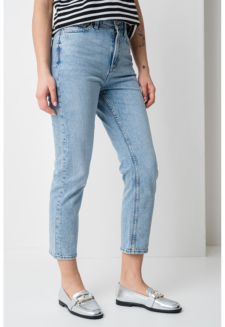 Blugi crop cu 5 buzunare