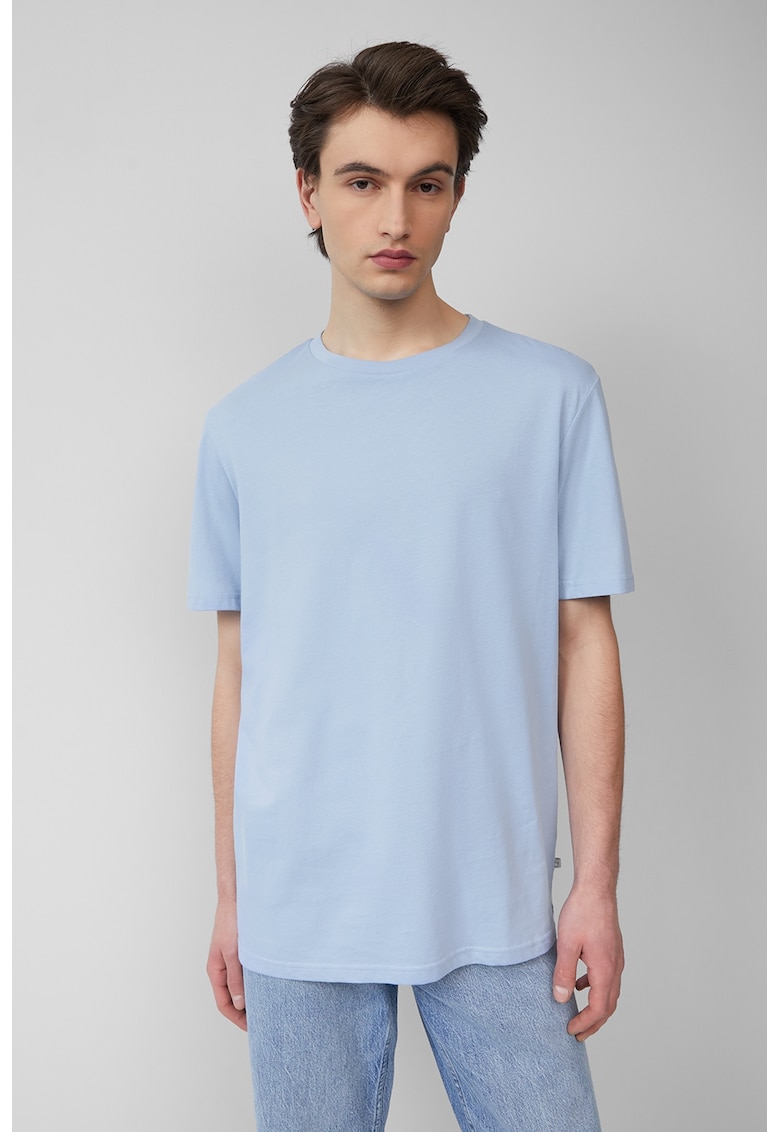 Tricou de bumbac cu decolteu la baza gatului - Albastru lavanda
