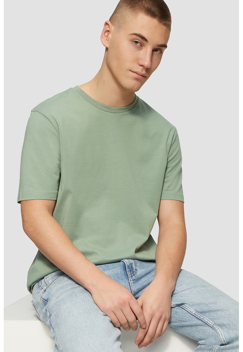 Tricou cu decolteu la baza gatului si model uni