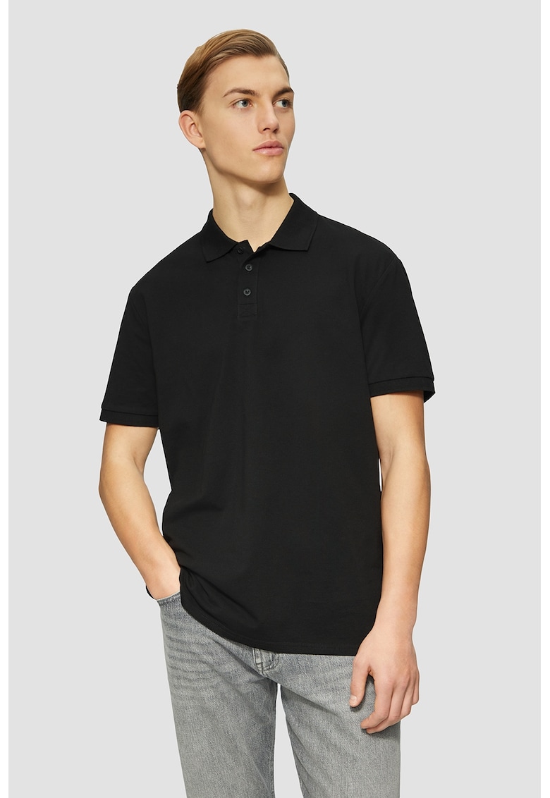 Tricou polo cu model uni - Negru