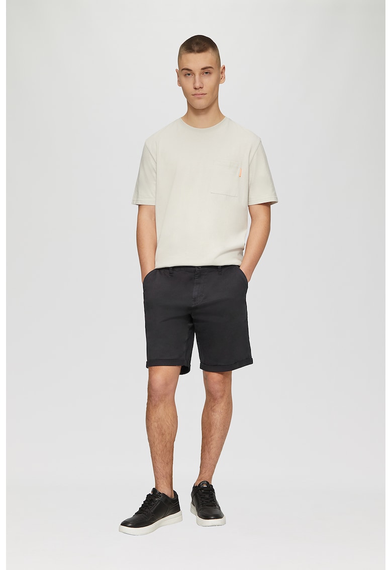 Q/S by s.Oliver Pantaloni scurti chino barbati - John - cu talie medie si croiala Regular fit - Verde inchis