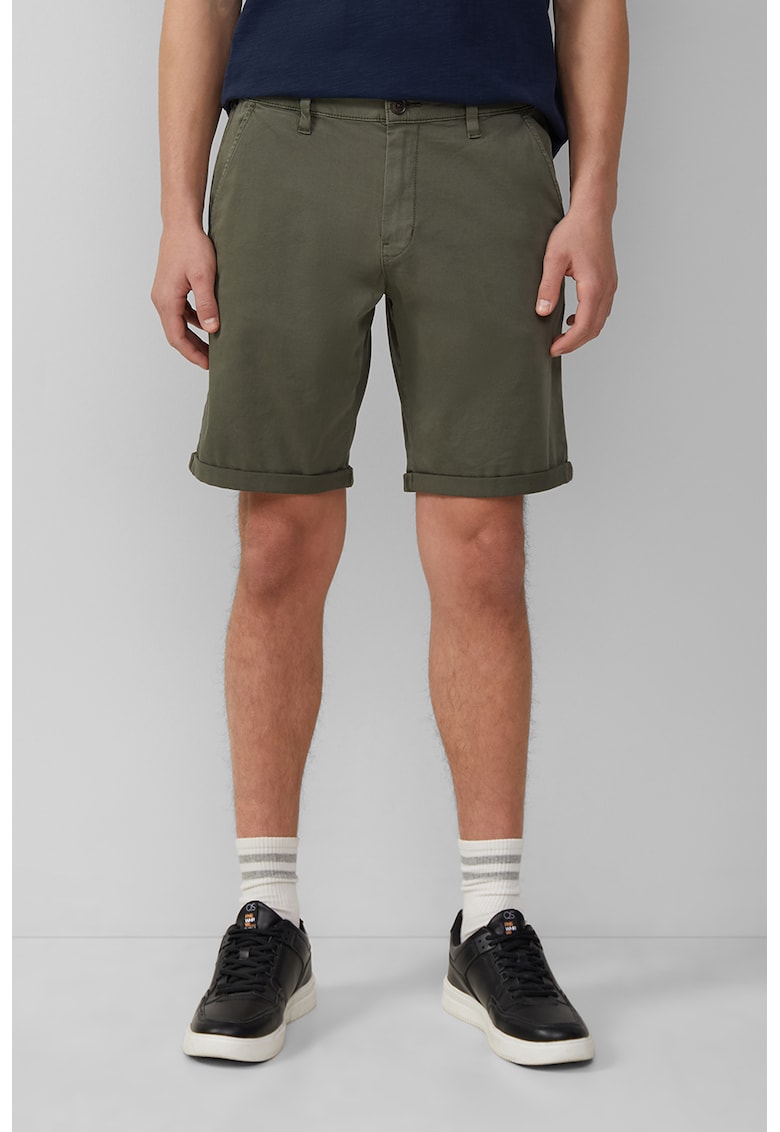 Q/S by s.Oliver Pantaloni scurti chino barbati - John - cu talie medie si croiala Regular fit - Verde inchis