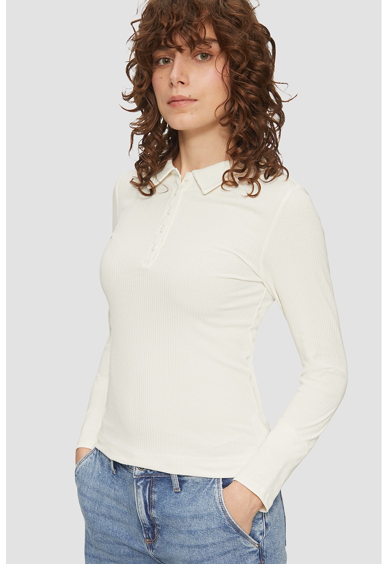 Bluza polo cambrata din amestec de modal