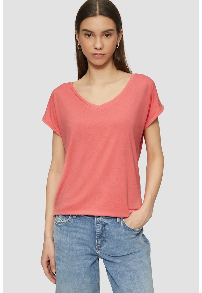 Tricou lejer cu decolteu in V - din amestec de modal