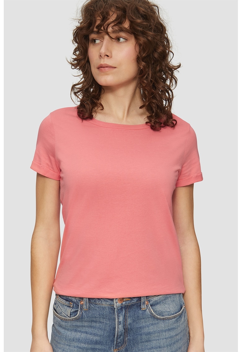 Tricou regular fit cu decolteu la baza gatului