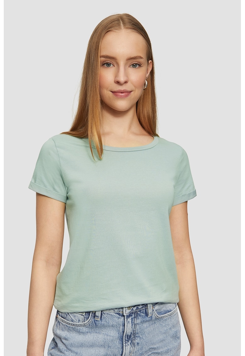 Tricou regular fit cu decolteu la baza gatului