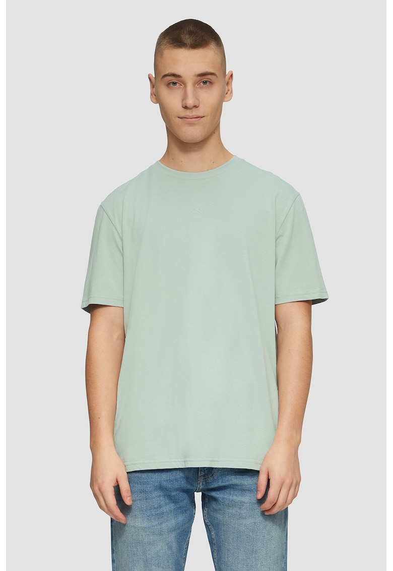 Tricou de bumbac cu decolteu la baza gatului - Verde pal