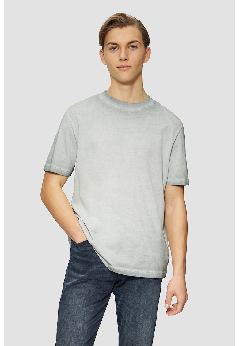 Tricou de bumbac cu decolteu la baza gatului - Verde pal