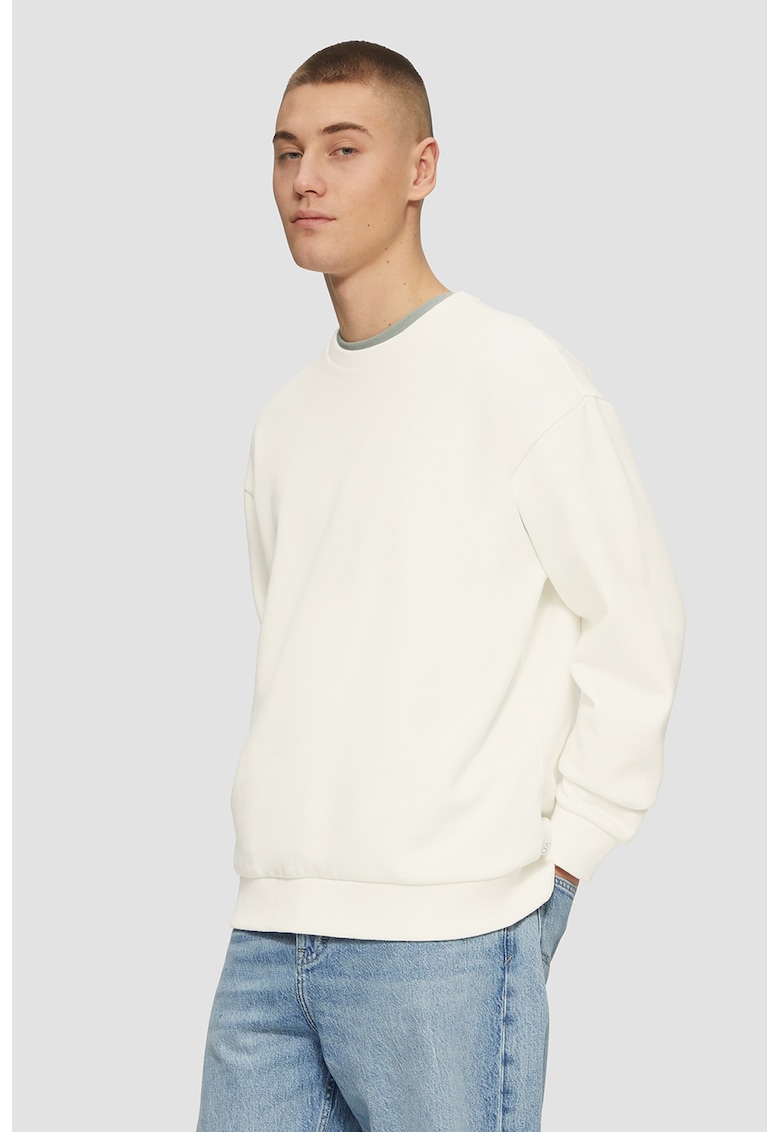 Bluza de trening cu decolteu la baza gatului si model uni