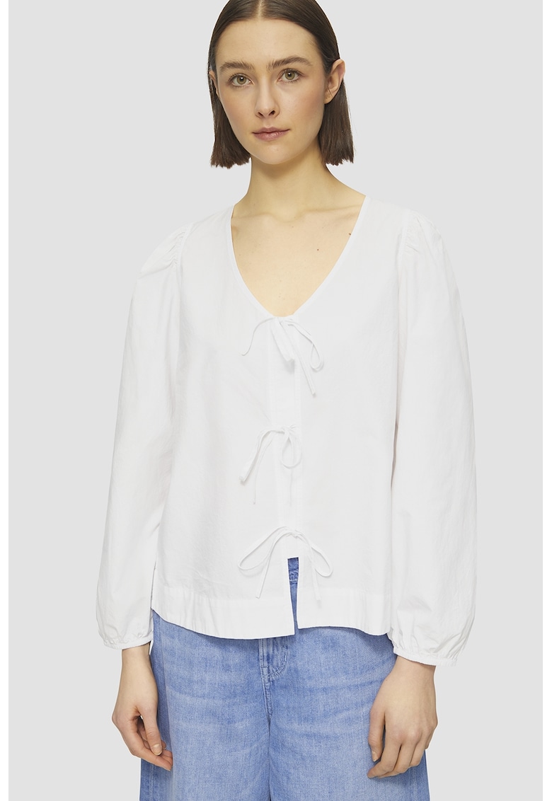 Bluza lejera de bumbac cu decolteu in V