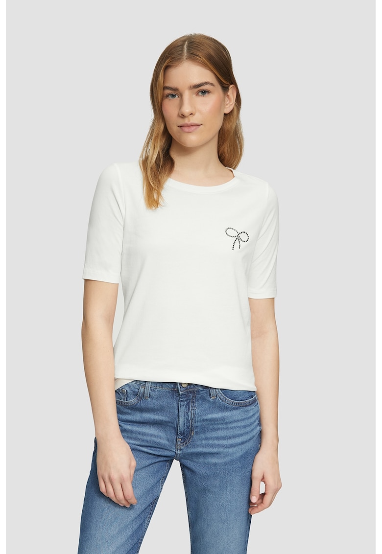 Tricou regular fit cu decolteu la baza gatului