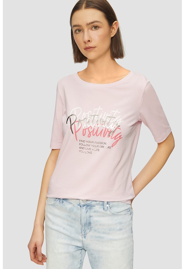 Tricou regular fit cu decolteu la baza gatului