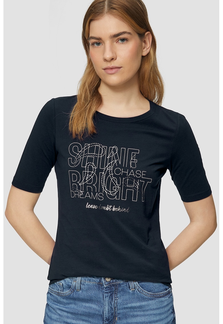 Tricou regular fit cu decolteu la baza gatului