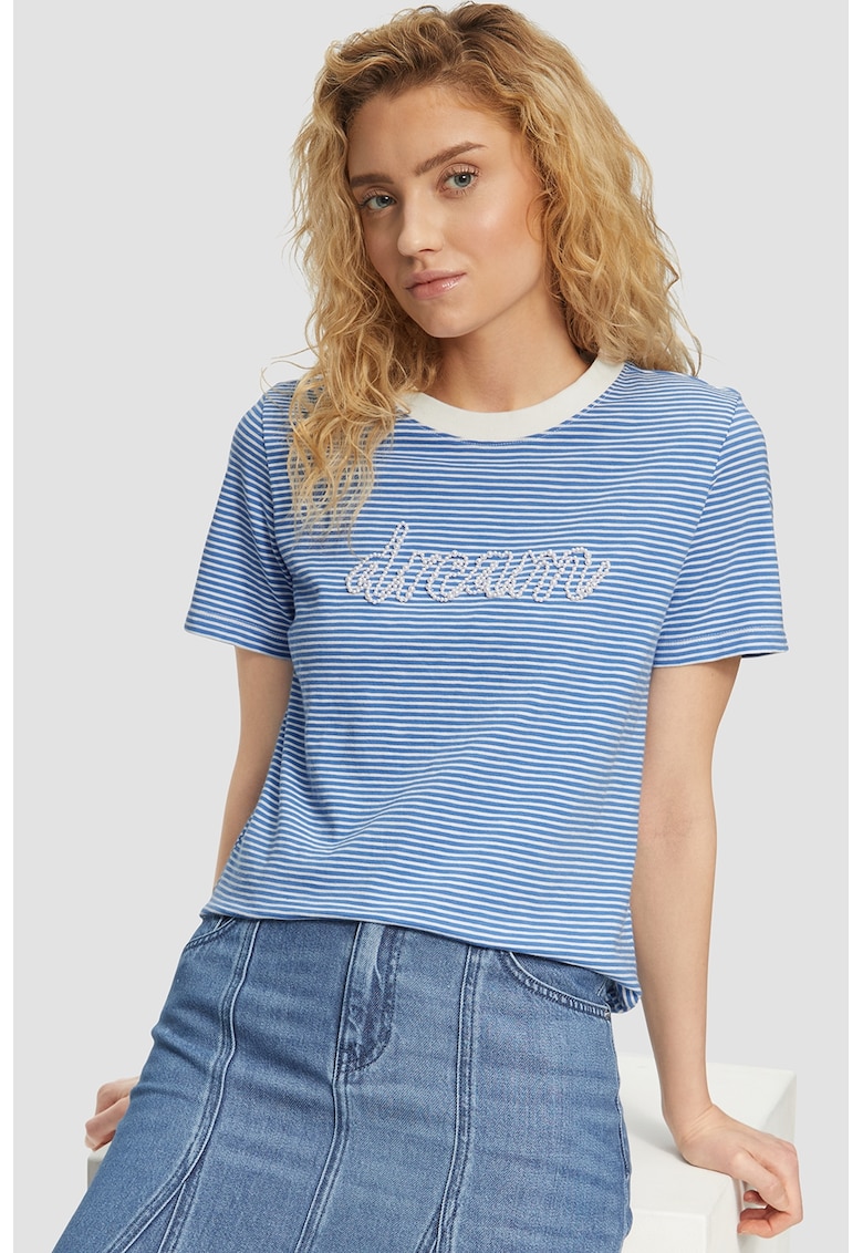 Tricou cu model in dungi si perle