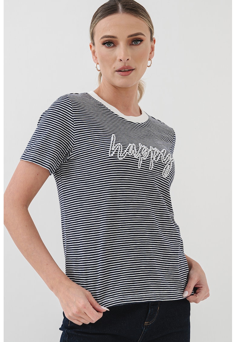 Tricou cu model in dungi si perle