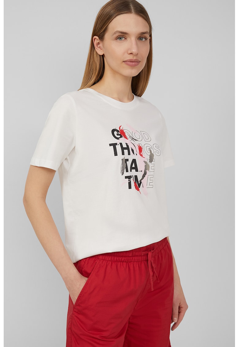 Tricou de bumbac cu decolteu la baza gatului