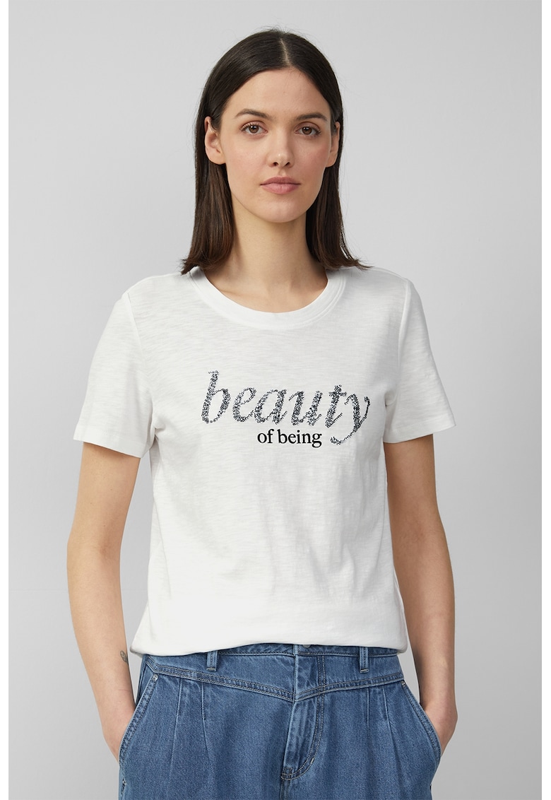Tricou cu imprimeu text - Alb