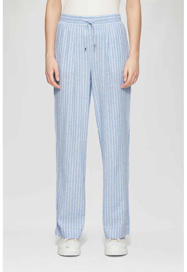 Pantaloni din amestec de in cu dungi