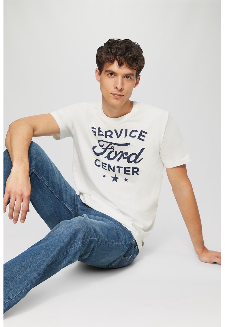 Tricou cu imprimeu text pe partea din fata