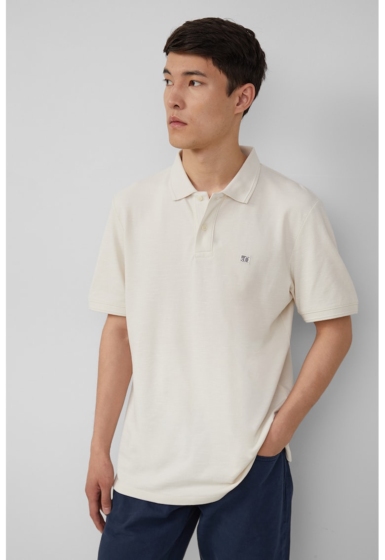 Tricou polo de bumbac - Alb fildes