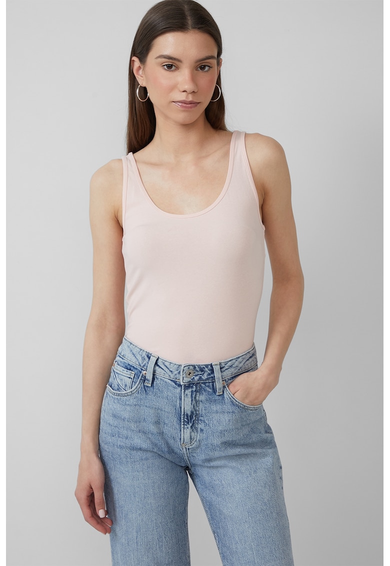 Top slim fit din amestec de bumbac