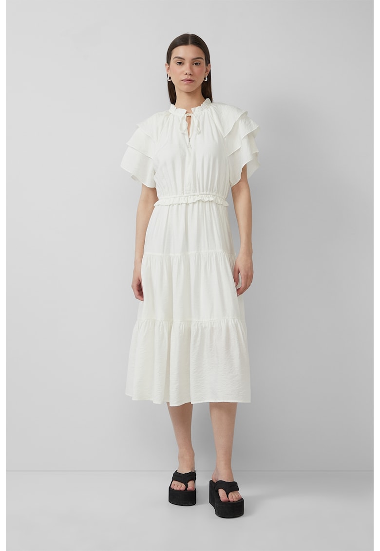 Rochie midi cu croiala in A si volane