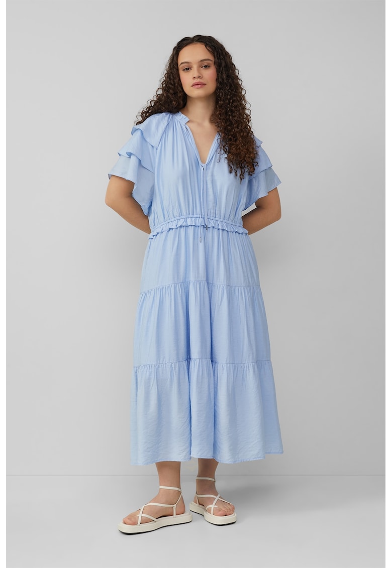 Rochie midi cu croiala in A si volane