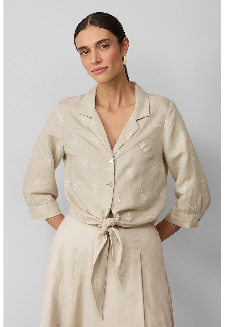 Bluza din amestec de lyocell cu maneci trei sferturi