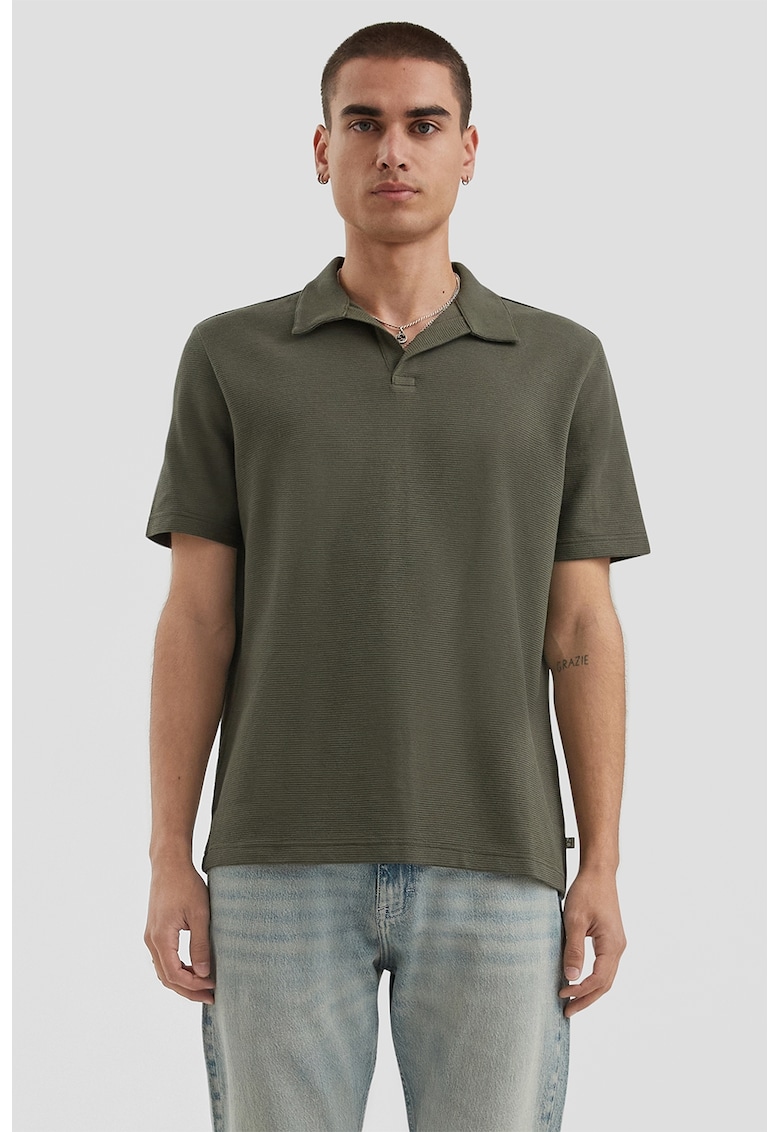 Tricou polo uni de bumbac - Verde feriga