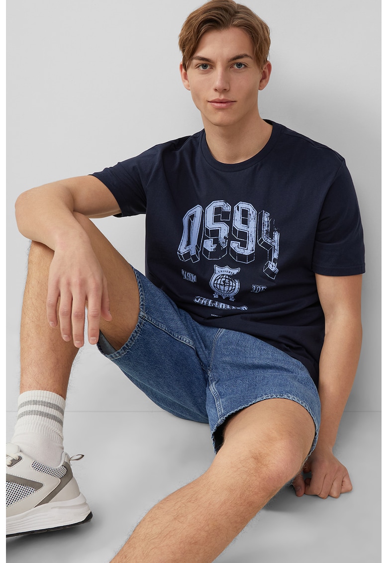 Tricou regular fit cu imprimeu text - Albastru ultramarin