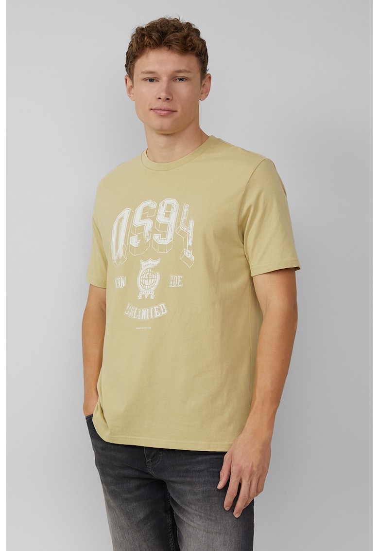 Tricou regular fit cu imprimeu text - Galben mustar