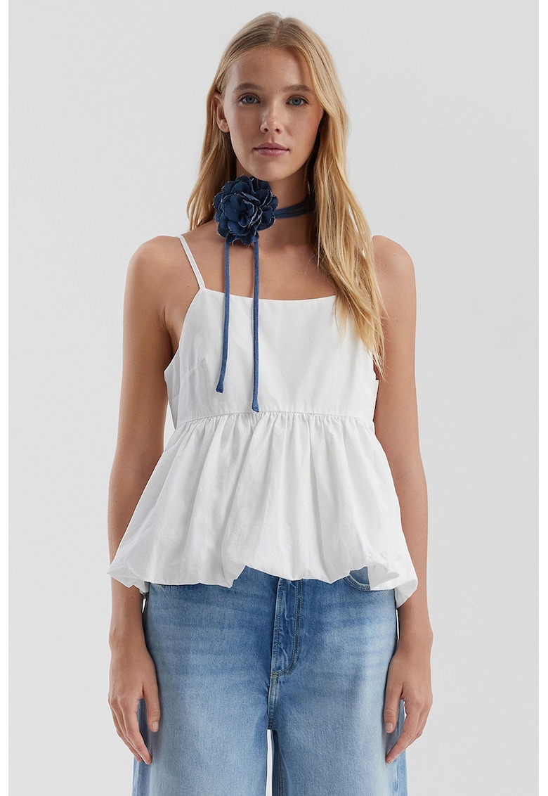 Bluza cu volan peplum si bretele ajustabile