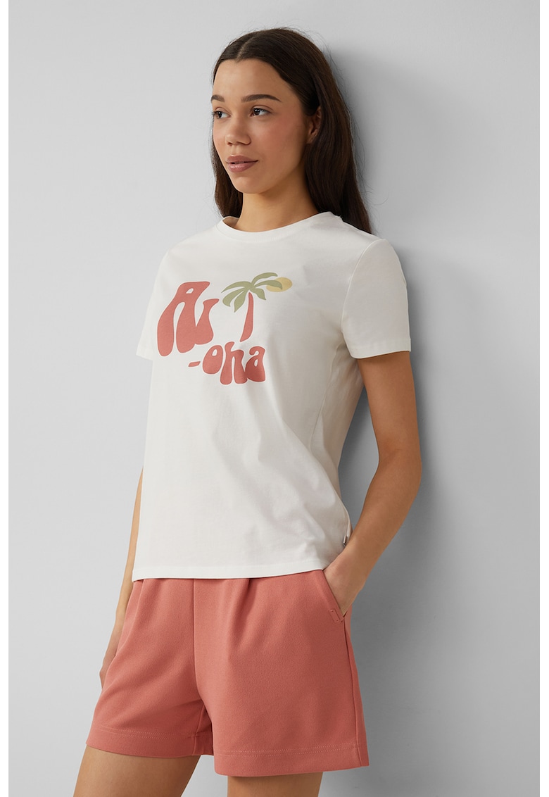 Tricou cu imprimeu text - Alb