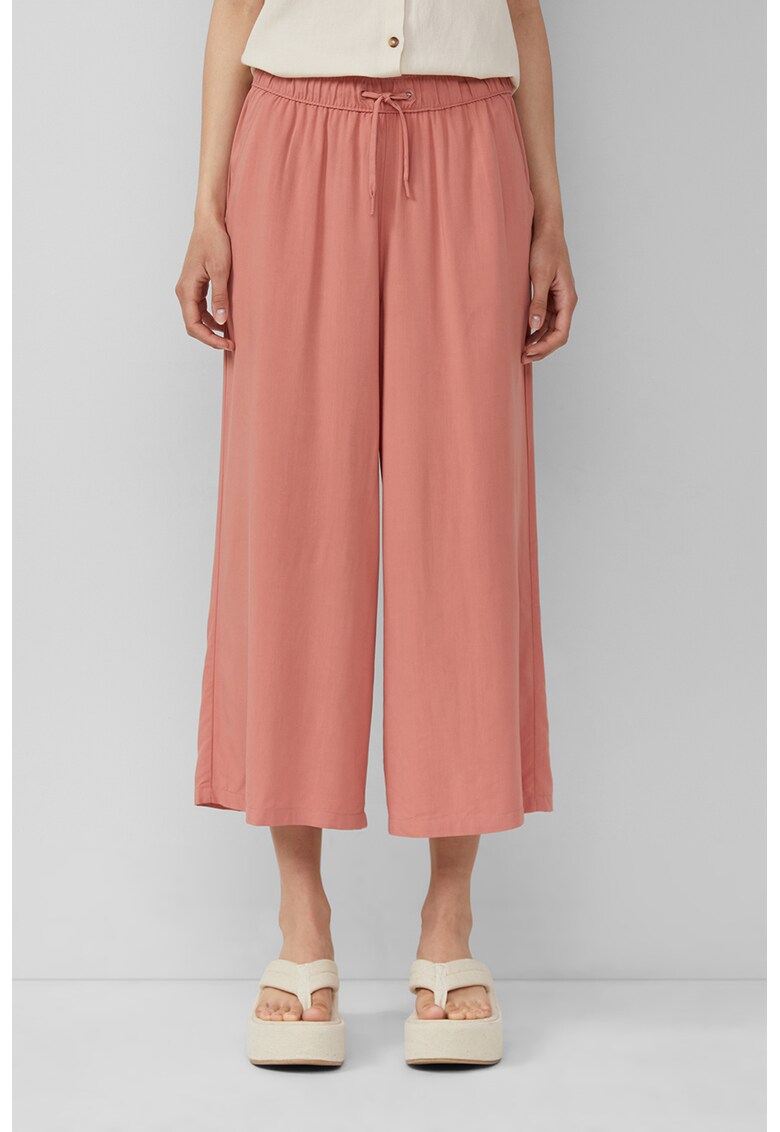 Pantaloni crop cu croiala ampla - Roz prafuit