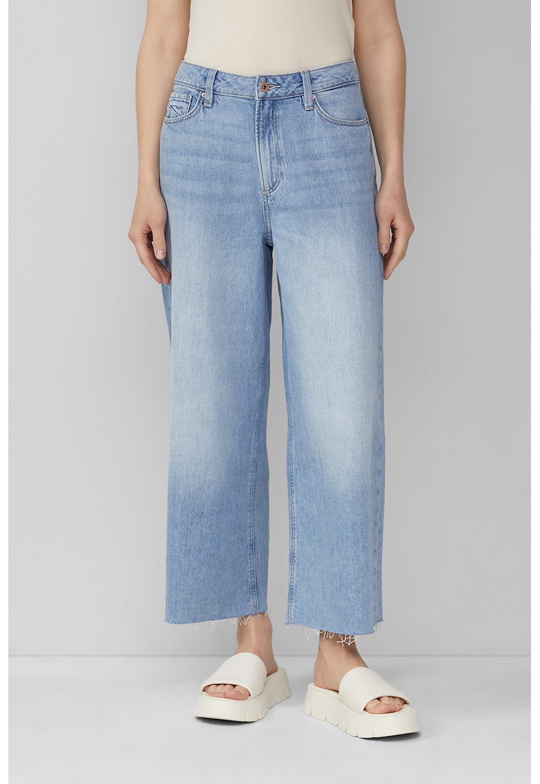 Blugi crop cu talie inalta - Albastru deschis